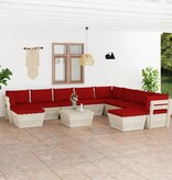 VidaXL 11-delige Loungeset met kussens pallet vurenhout
