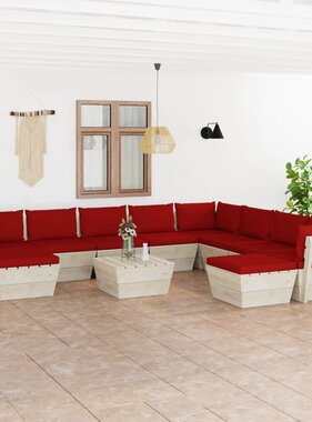VidaXL 11-delige Loungeset met kussens pallet vurenhout
