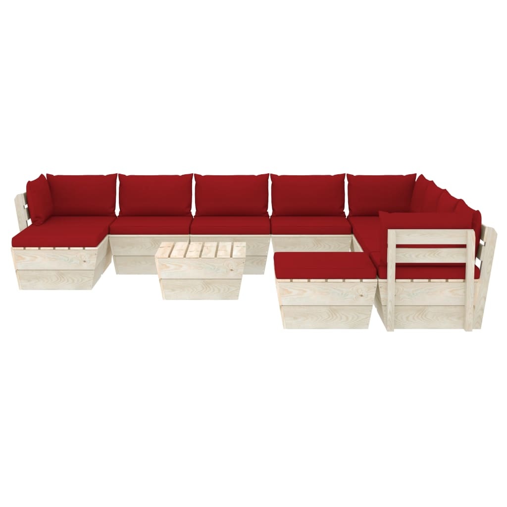 VidaXL 11-delige Loungeset met kussens pallet vurenhout