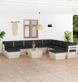 VidaXL 11-delige Loungeset met kussens pallet vurenhout
