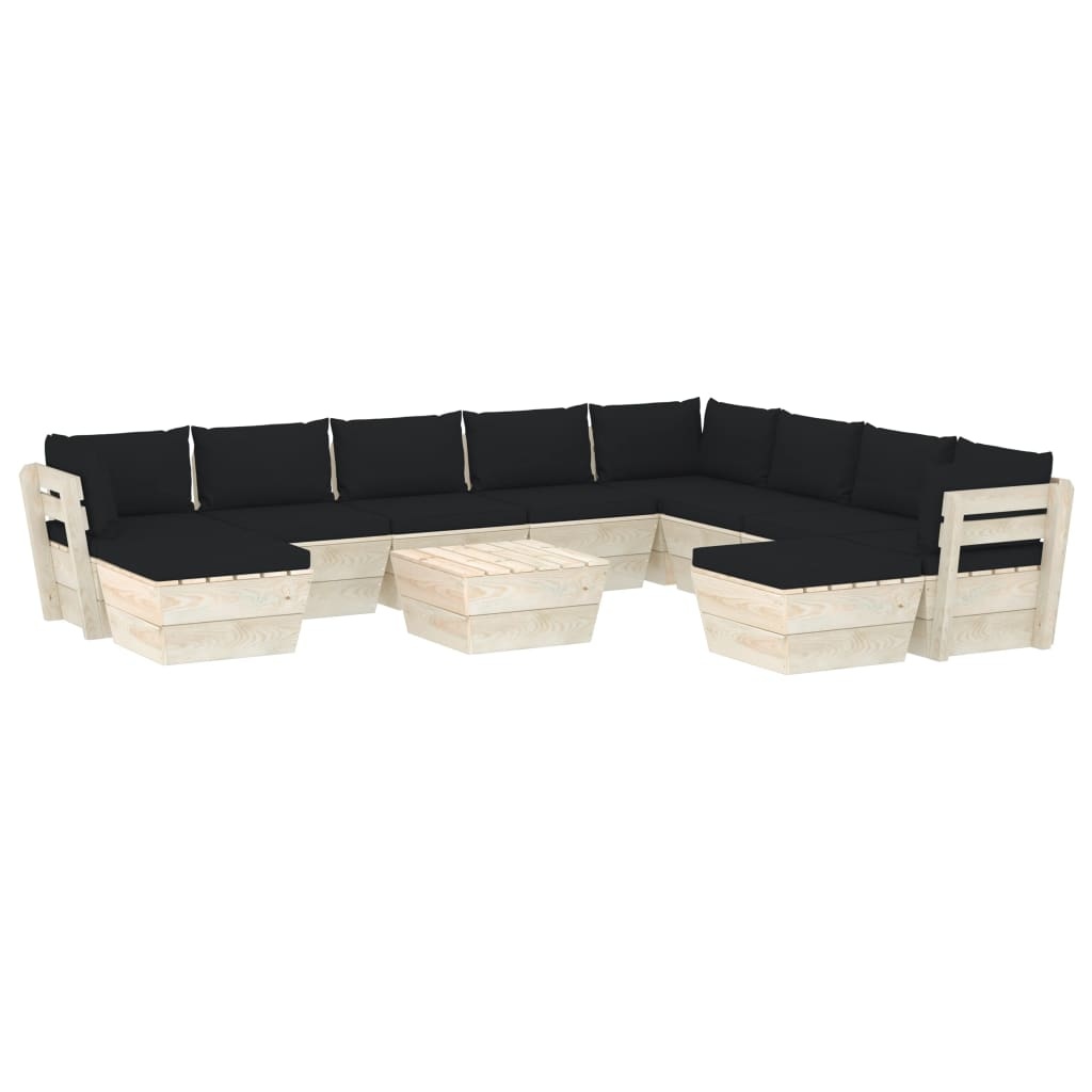 VidaXL 11-delige Loungeset met kussens pallet vurenhout
