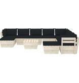 VidaXL 11-delige Loungeset met kussens pallet vurenhout
