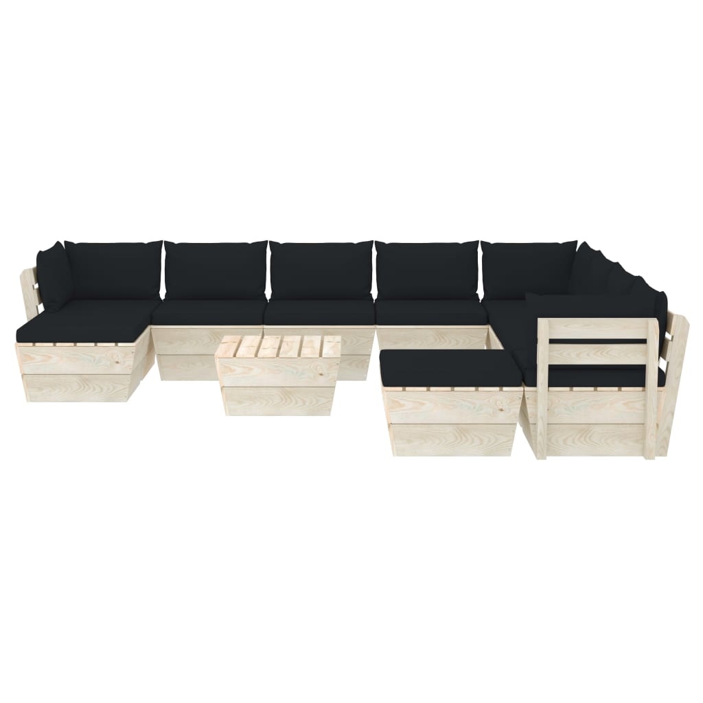 VidaXL 11-delige Loungeset met kussens pallet vurenhout