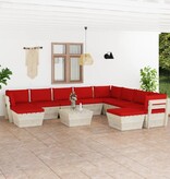 VidaXL 11-delige Loungeset met kussens pallet vurenhout