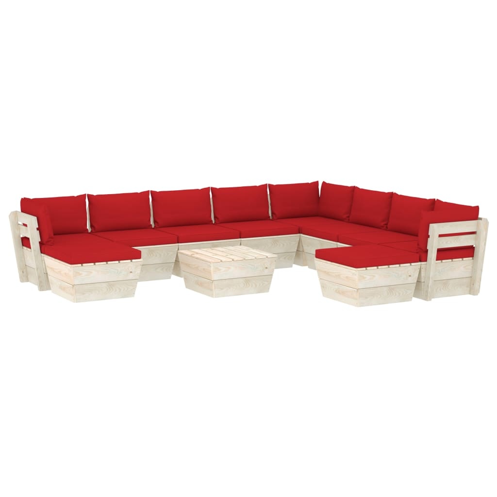 VidaXL 11-delige Loungeset met kussens pallet vurenhout