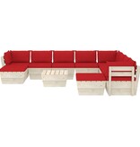 VidaXL 11-delige Loungeset met kussens pallet vurenhout