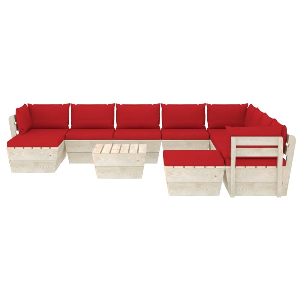 VidaXL 11-delige Loungeset met kussens pallet vurenhout