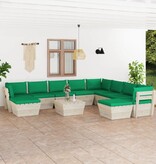 VidaXL 11-delige Loungeset met kussens pallet vurenhout