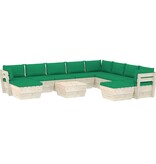 VidaXL 11-delige Loungeset met kussens pallet vurenhout