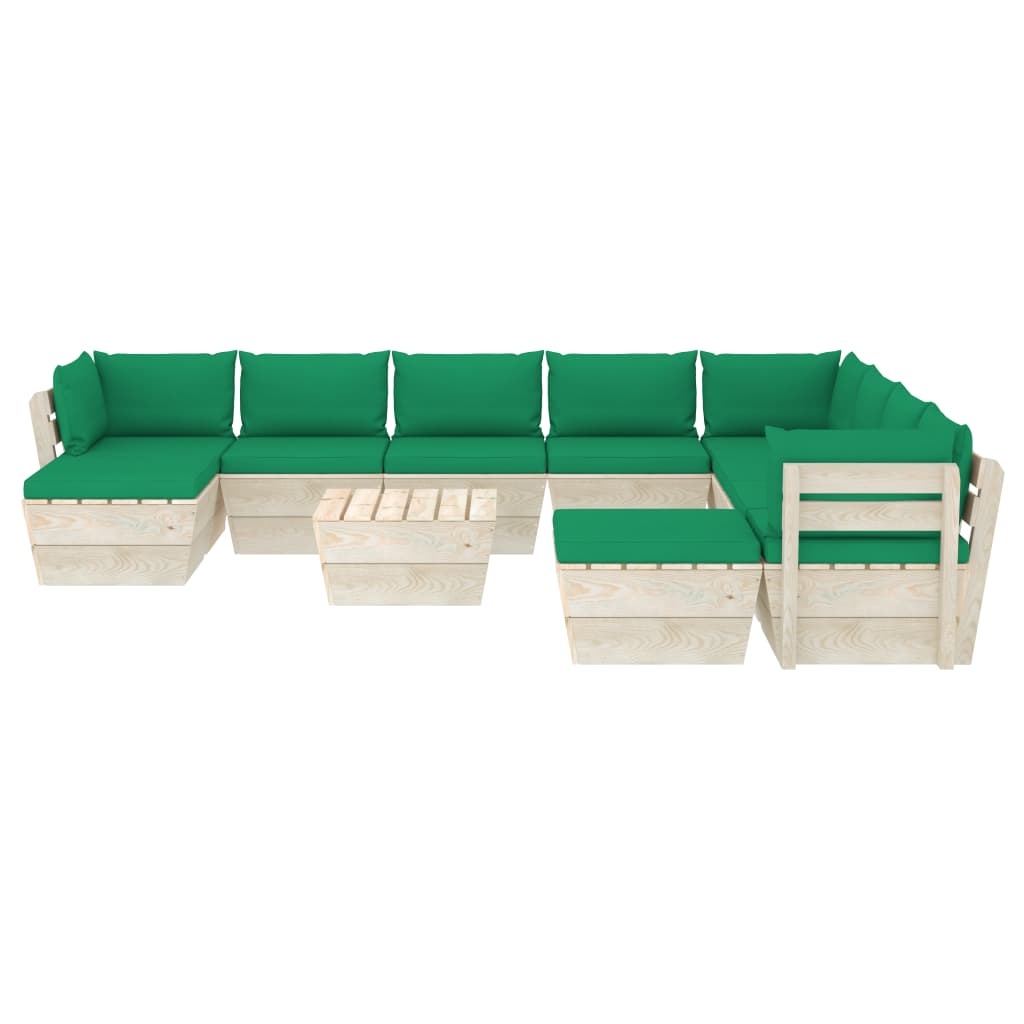 VidaXL 11-delige Loungeset met kussens pallet vurenhout