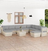 VidaXL 11-delige Loungeset met kussens pallet vurenhout