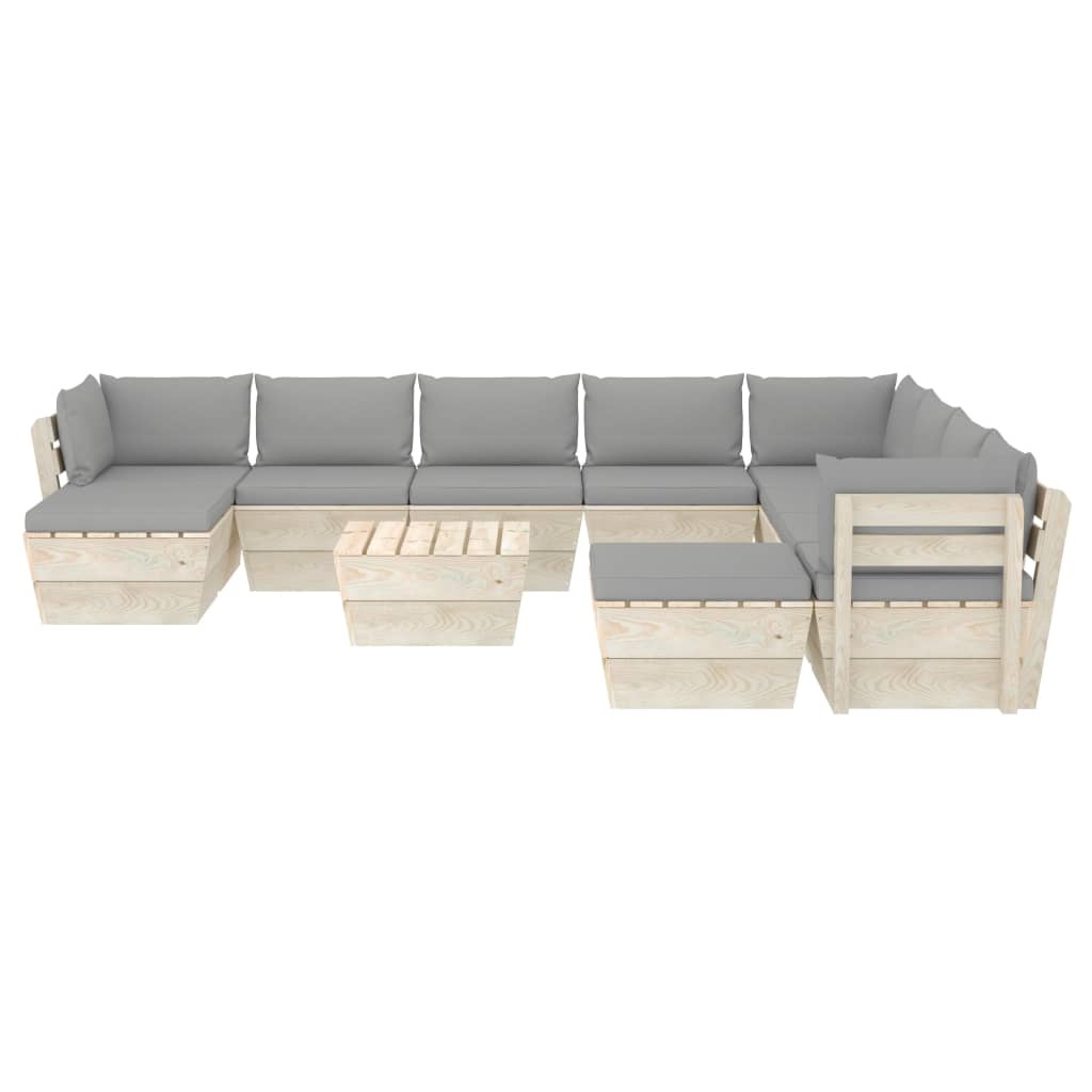 VidaXL 11-delige Loungeset met kussens pallet vurenhout