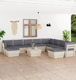 VidaXL 11-delige Loungeset met kussens pallet vurenhout