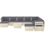 VidaXL 11-delige Loungeset met kussens pallet vurenhout