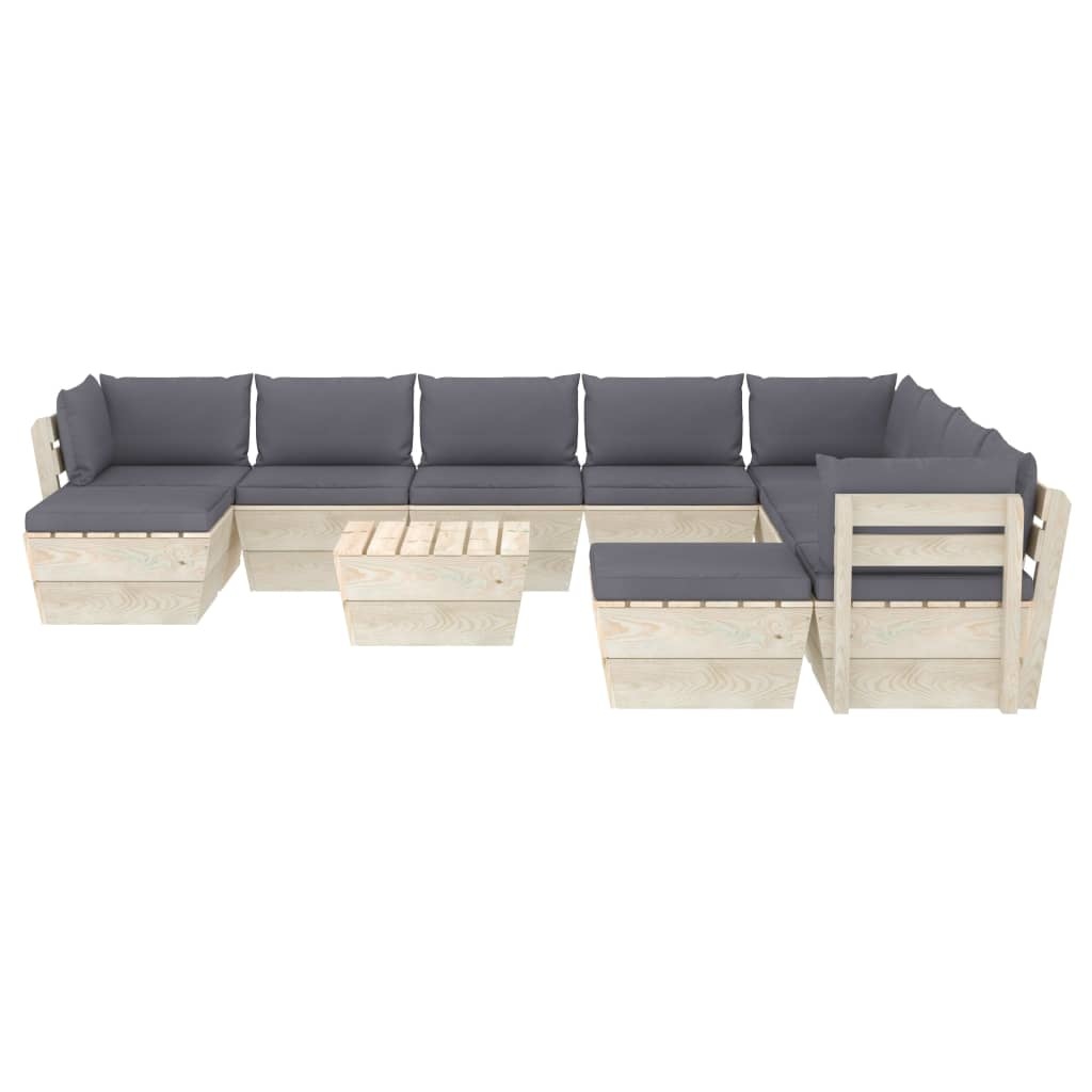 VidaXL 11-delige Loungeset met kussens pallet vurenhout