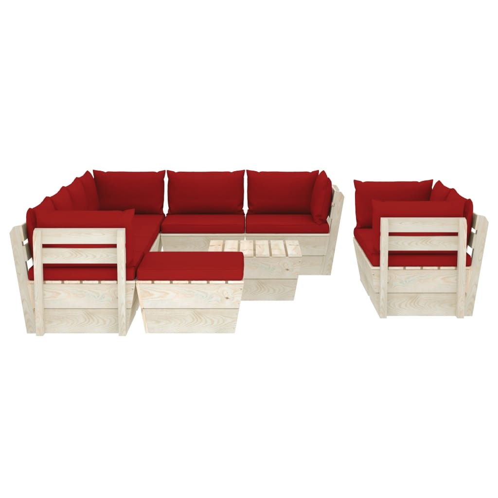 VidaXL 10-delige Loungeset met kussens pallet vurenhout