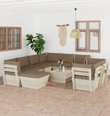 VidaXL 10-delige Loungeset met kussens pallet vurenhout