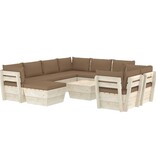 vidaXL 10-delige Loungeset met kussens pallet vurenhout