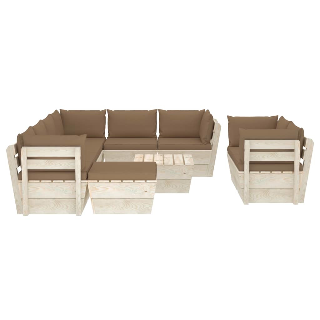 VidaXL 10-delige Loungeset met kussens pallet vurenhout
