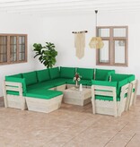 VidaXL 10-delige Loungeset met kussens pallet vurenhout