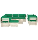VidaXL 10-delige Loungeset met kussens pallet vurenhout