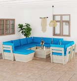 VidaXL 10-delige Loungeset met kussens pallet vurenhout