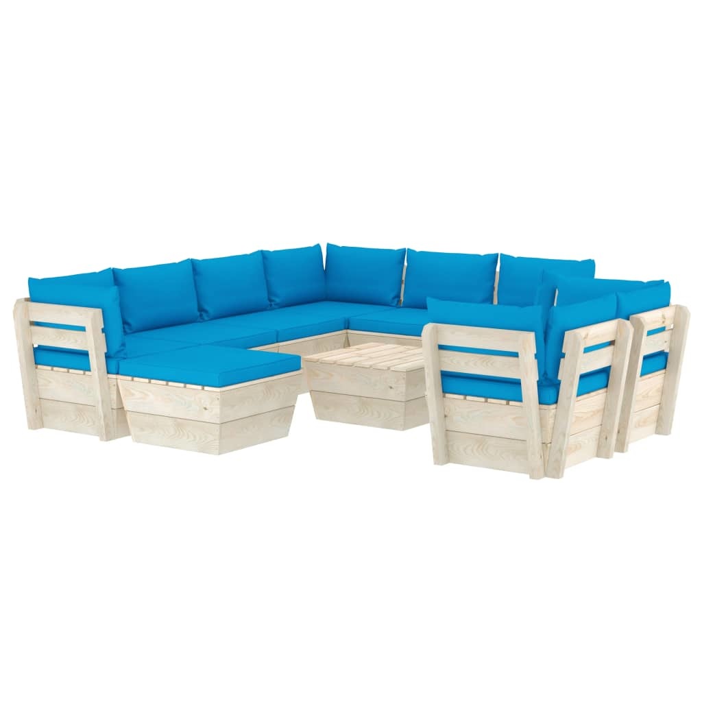 VidaXL 10-delige Loungeset met kussens pallet vurenhout