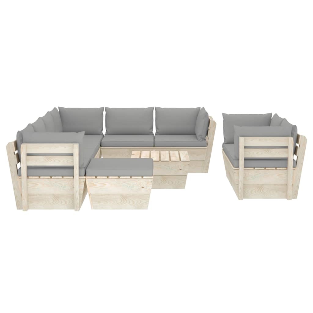 VidaXL 10-delige Loungeset met kussens pallet vurenhout