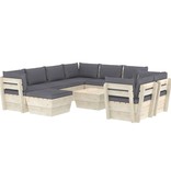 vidaXL 10-delige Loungeset met kussens pallet vurenhout