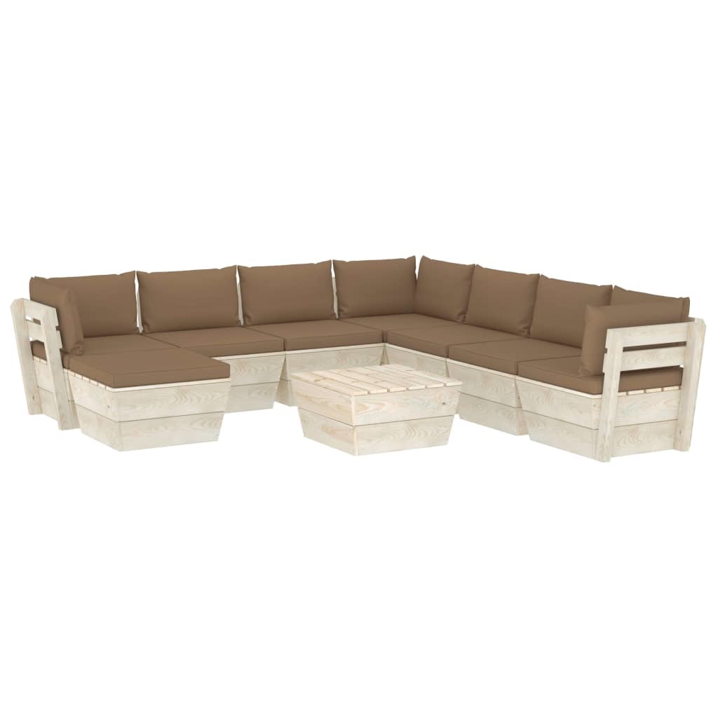 VidaXL 9-delige Loungeset met kussens pallet vurenhout