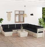 VidaXL 9-delige Loungeset met kussens pallet vurenhout