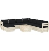 vidaXL 9-delige Loungeset met kussens pallet vurenhout