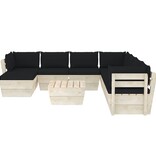 VidaXL 9-delige Loungeset met kussens pallet vurenhout