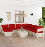 VidaXL 9-delige Loungeset met kussens pallet vurenhout