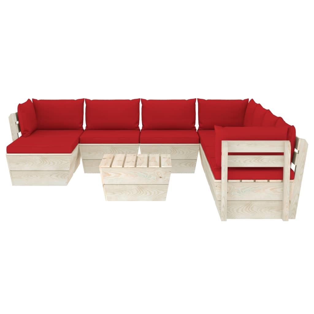 VidaXL 9-delige Loungeset met kussens pallet vurenhout