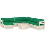 VidaXL 9-delige Loungeset met kussens pallet vurenhout
