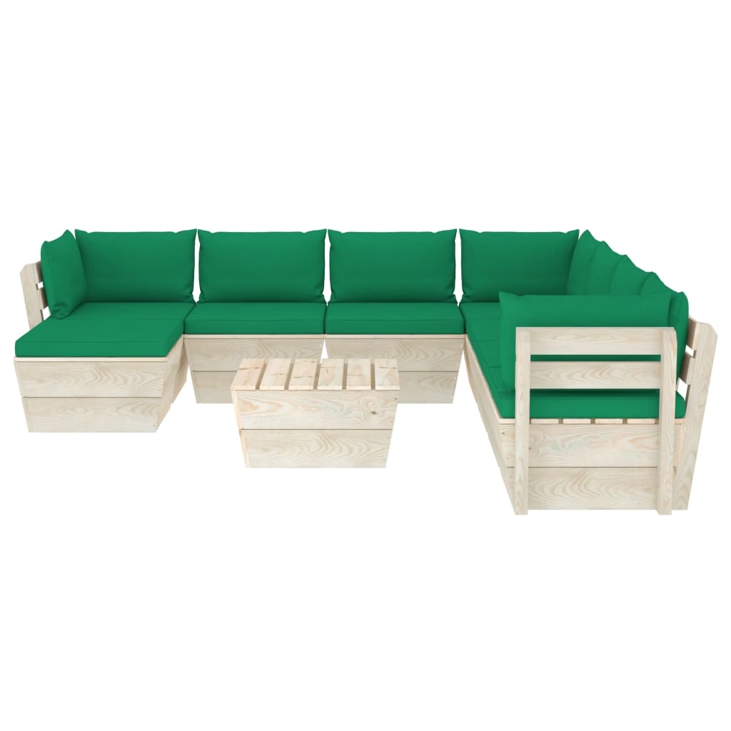 VidaXL 9-delige Loungeset met kussens pallet vurenhout