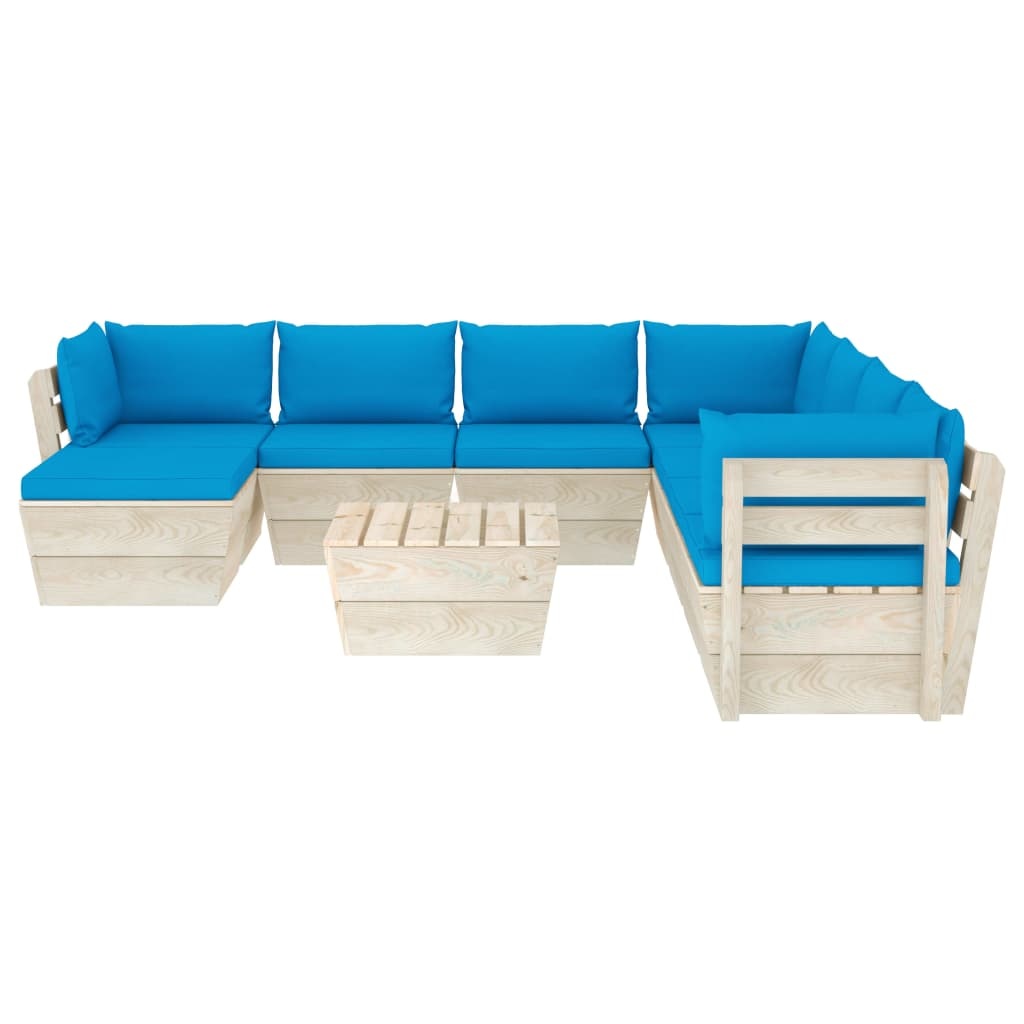 VidaXL 9-delige Loungeset met kussens pallet vurenhout