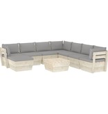 vidaXL 9-delige Loungeset met kussens pallet vurenhout