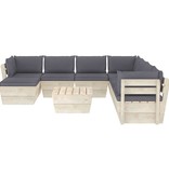 vidaXL 9-delige Loungeset met kussens pallet vurenhout