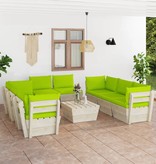 VidaXL 9-delige Loungeset met kussens pallet vurenhout
