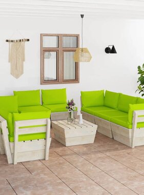 VidaXL 9-delige Loungeset met kussens pallet vurenhout
