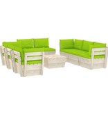 VidaXL 9-delige Loungeset met kussens pallet vurenhout