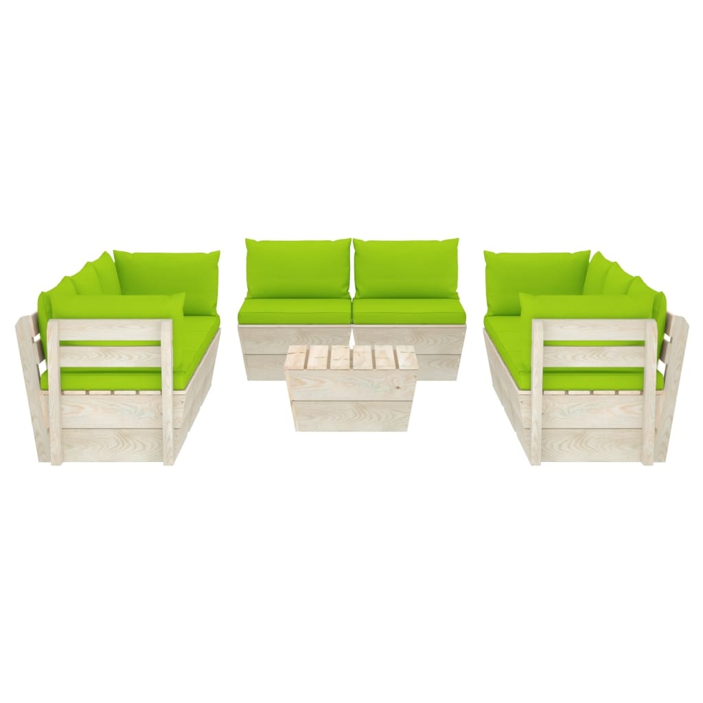 VidaXL 9-delige Loungeset met kussens pallet vurenhout