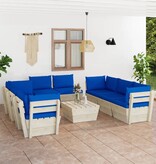 VidaXL 9-delige Loungeset met kussens pallet vurenhout