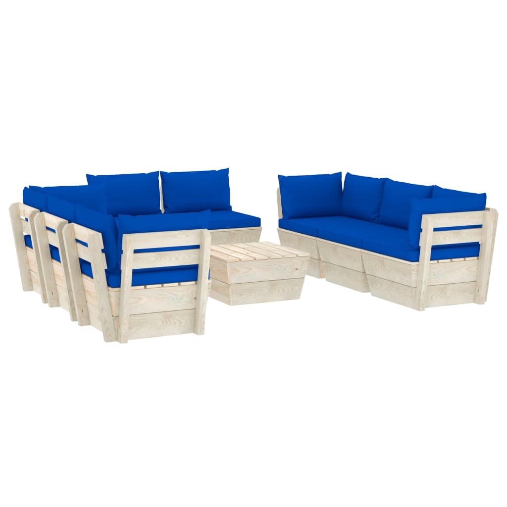VidaXL 9-delige Loungeset met kussens pallet vurenhout