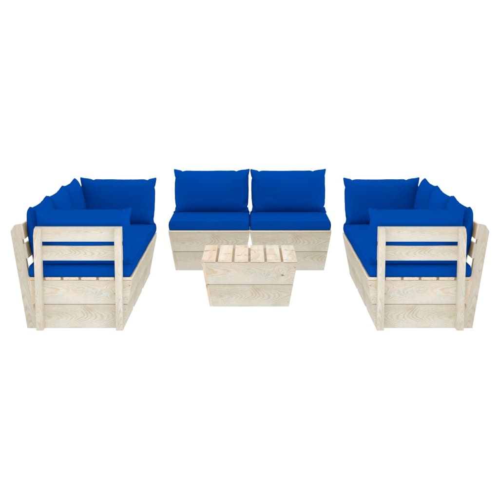 VidaXL 9-delige Loungeset met kussens pallet vurenhout