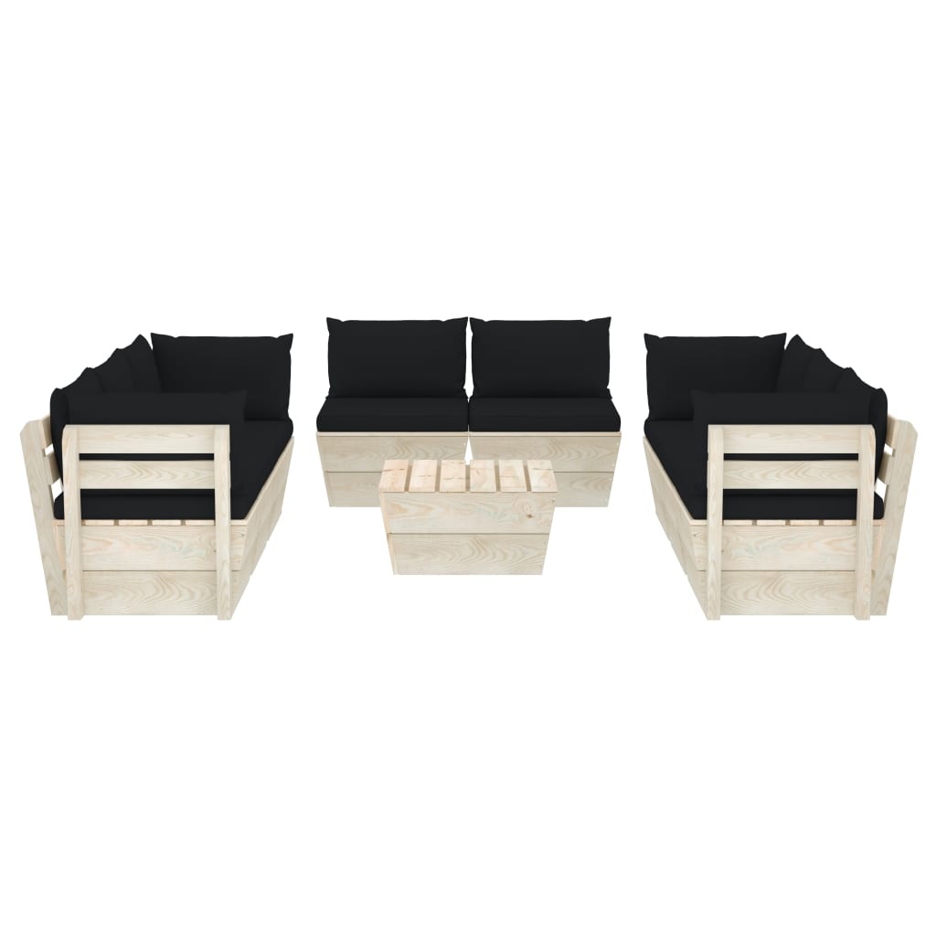 VidaXL 9-delige Loungeset met kussens pallet vurenhout