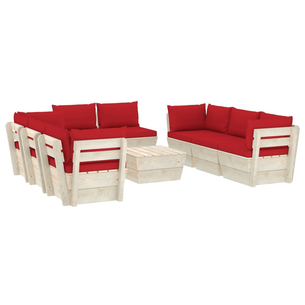 VidaXL 9-delige Loungeset met kussens pallet vurenhout