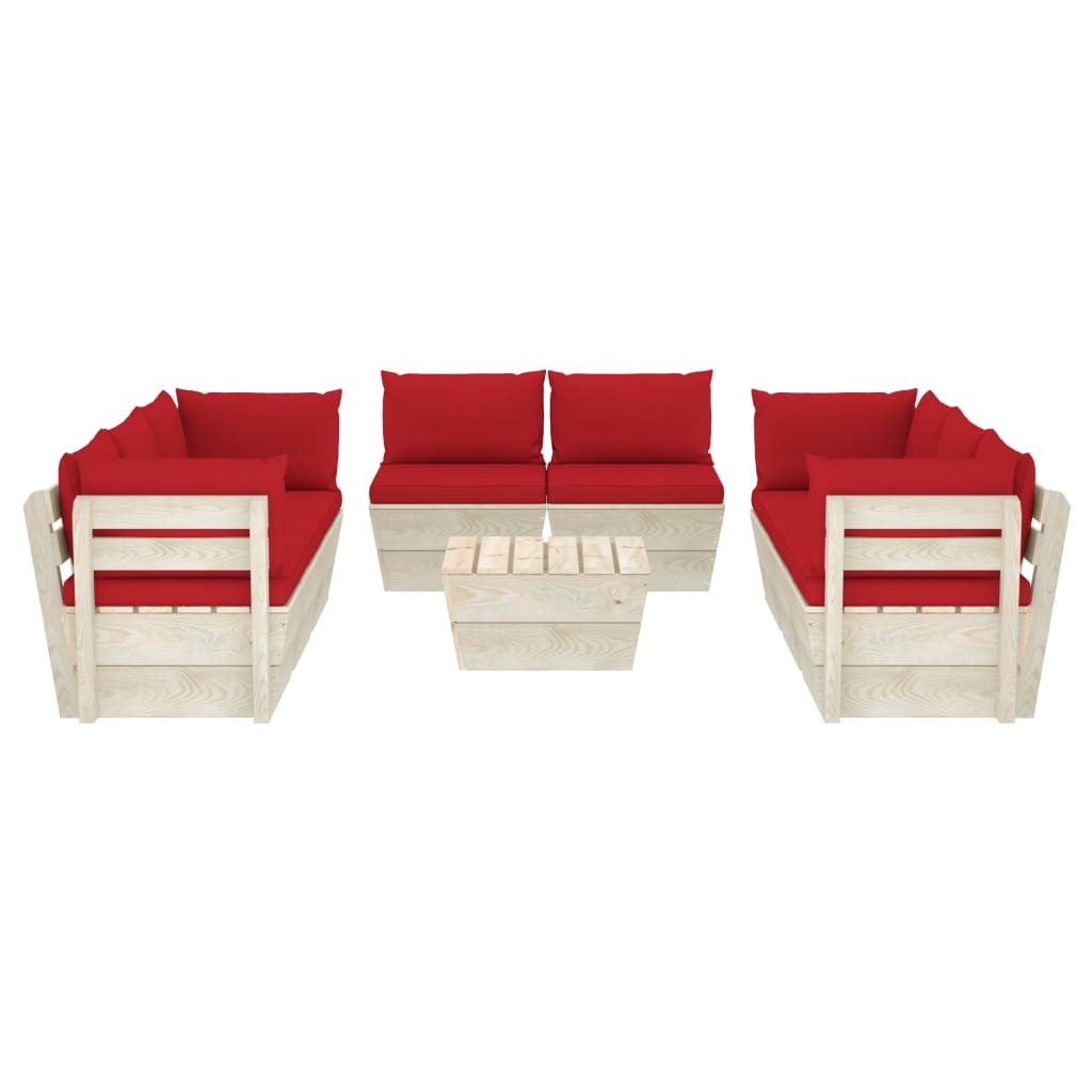 VidaXL 9-delige Loungeset met kussens pallet vurenhout